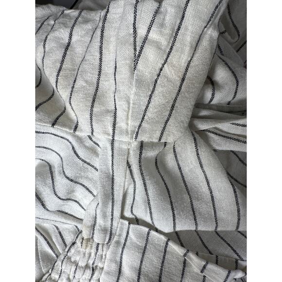 Derek Lam Maya Shirt Dress Striped Knot Waist Short Sleeve Midi Black & White 6 - Picture 7 of 12